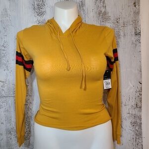 ON Fire  Long Sleeve Hoodie Juniors dark mustard y